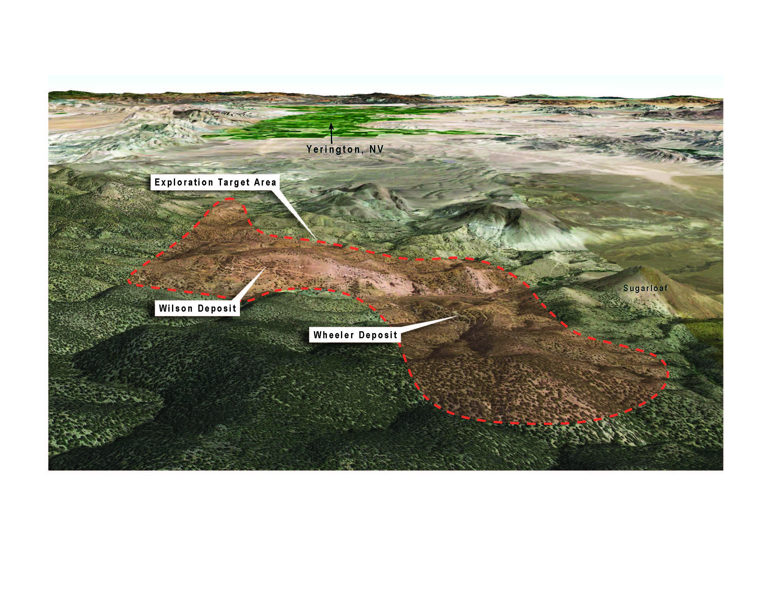 Pine Grove claims and exploration target areas